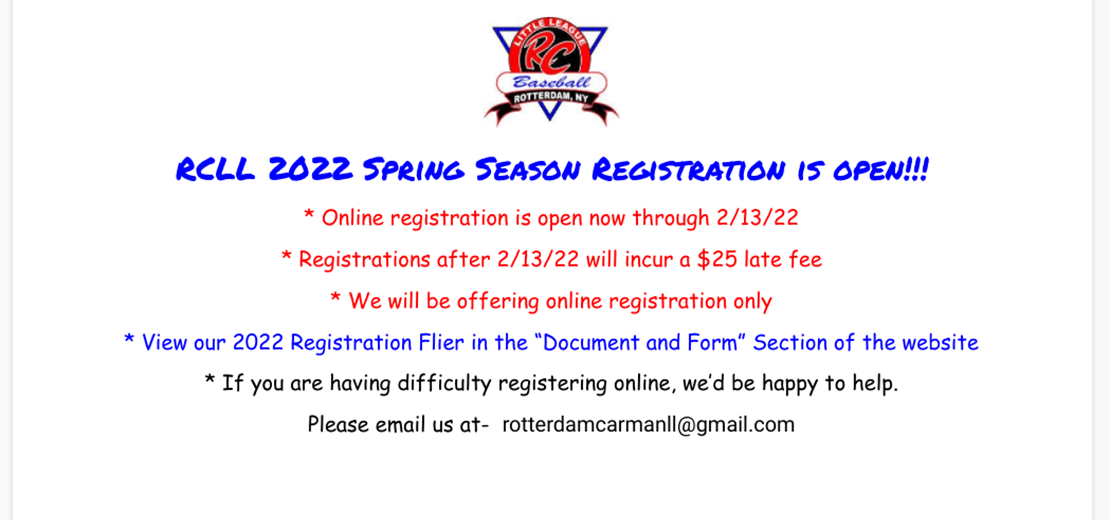 2022 Spring Registration Open