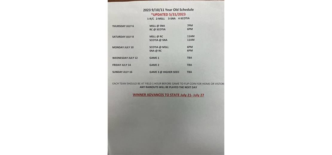 9/10/11/ Allstar Schedule 